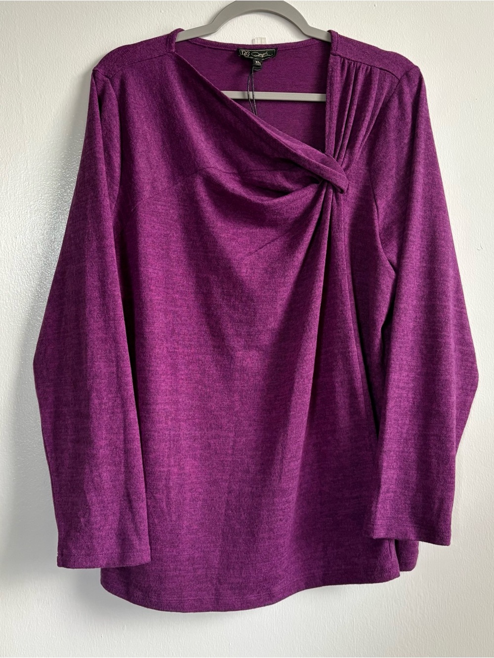 DG2 by Diane Gilman Purple Solid Twist Front Knit Sweater Women’s XL